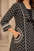 Black & White Printed Kurta Set for Women