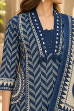 Neelambara Pure Cotton Printed Navy Blue 3-Piece Set