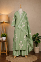 Sage Green Floral Printed Suit Set
