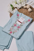 Light Blue Floral Embroidered 3-Piece Kurta Pant Set