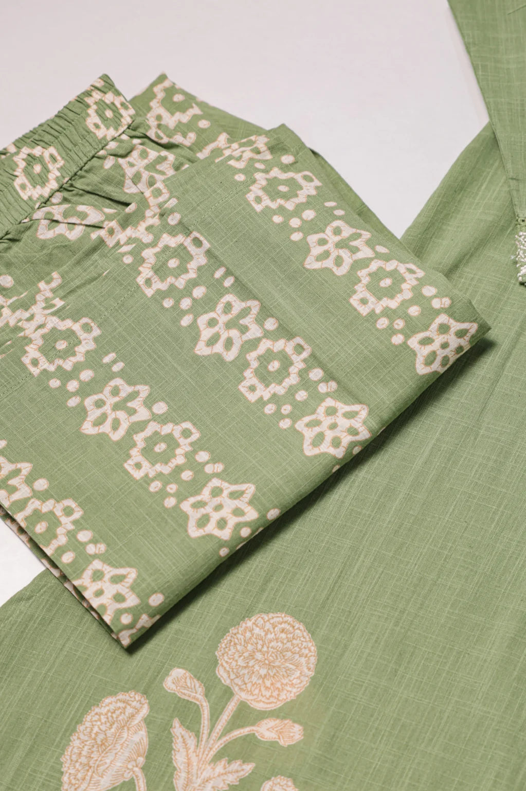 Sage Green Floral Printed Suit Set
