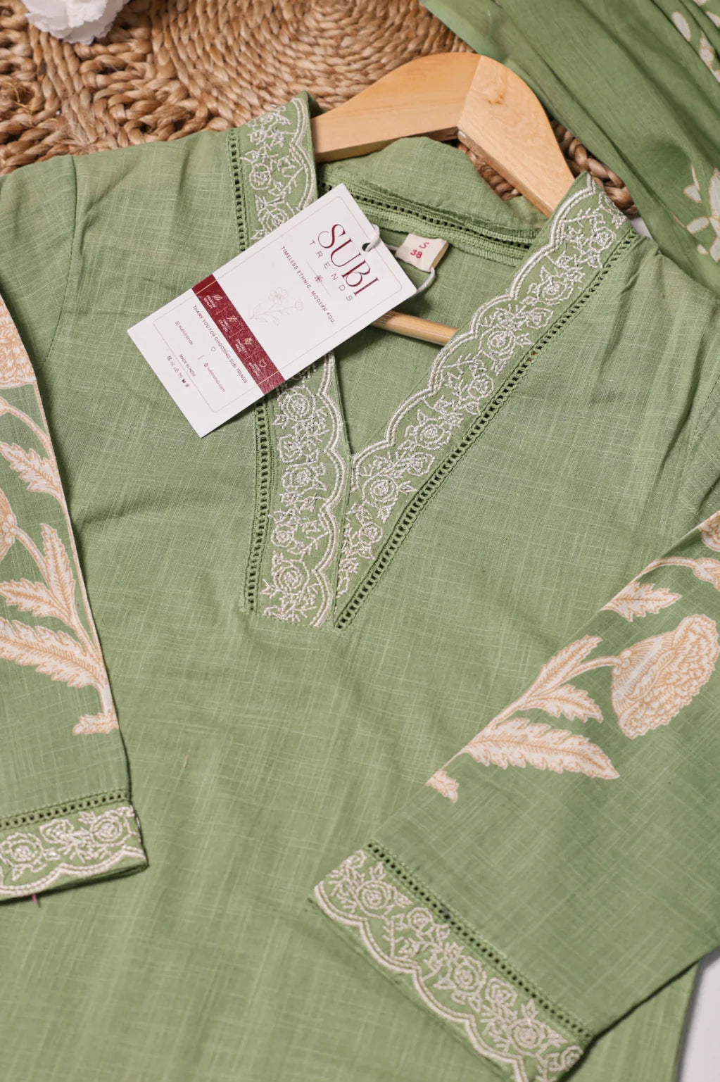 Sage Green Floral Printed Suit Set
