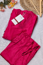 Rani Pink Satin Embroidered Co-ord Set