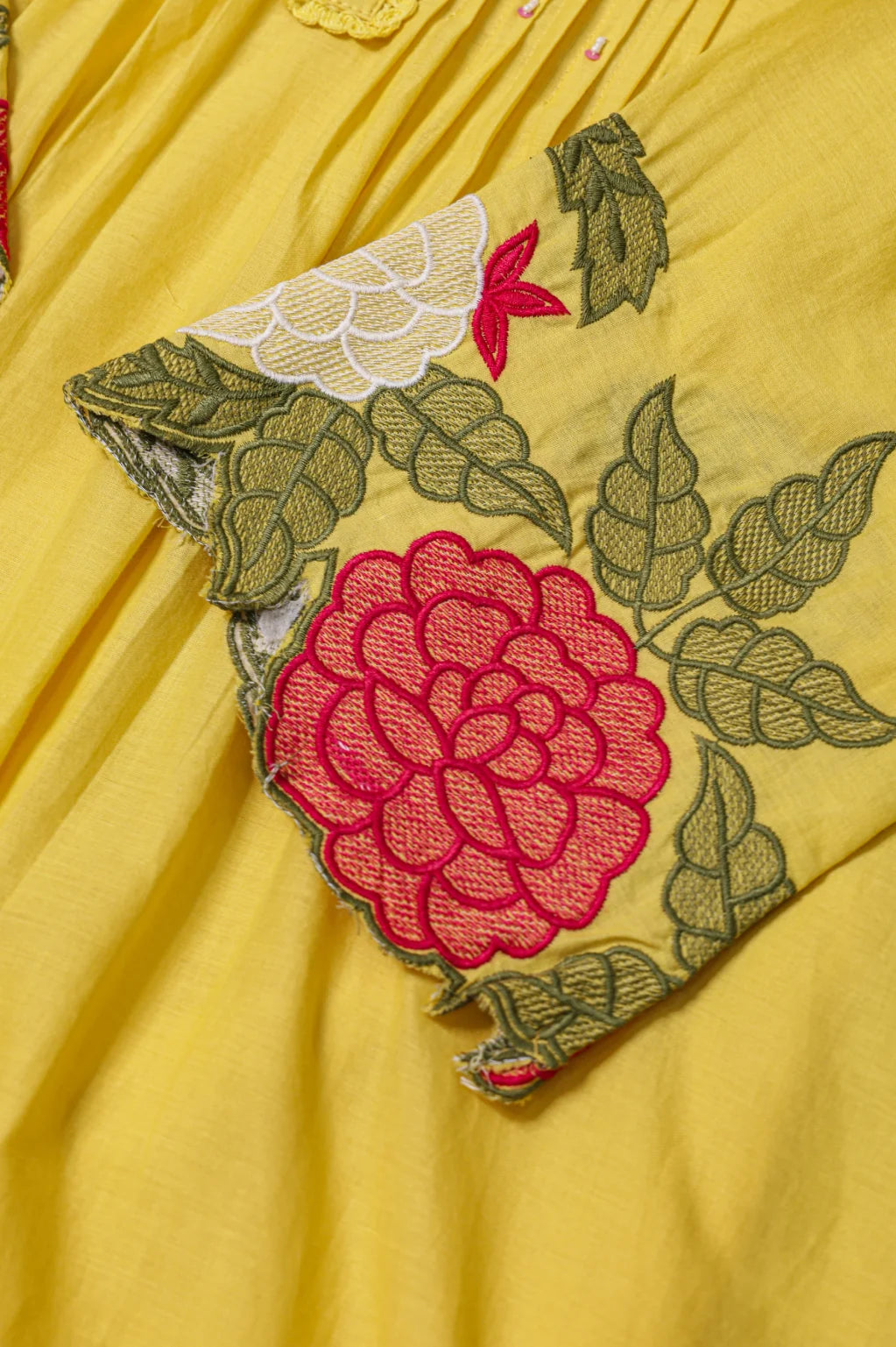 Bright Yellow Floral Embroidered Co-ord Set