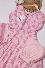 Light Pink Floral Anarkali Suit Set for Women