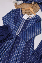 Blue Leheriya Printed Anarkali Kurta Set