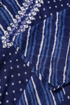 Blue Leheriya Printed Anarkali Kurta Set