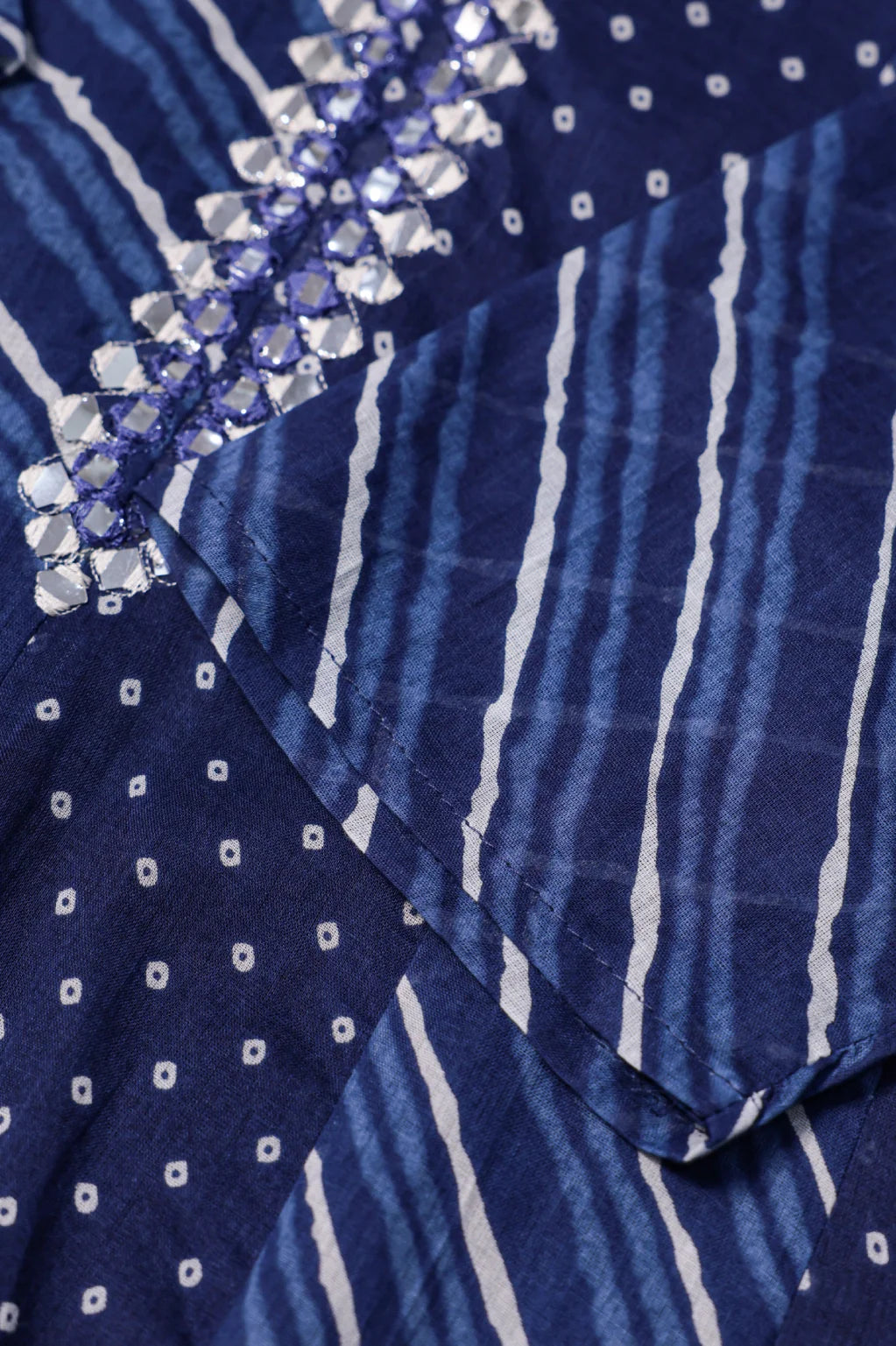 Blue Leheriya Printed Anarkali Kurta Set