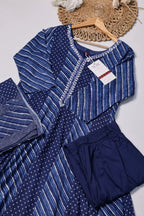 Blue Leheriya Printed Anarkali Kurta Set
