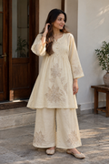 Ivory Embroidered Co-ord Set for Women