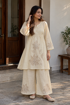 Ivory Embroidered Co-ord Set for Women