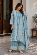 Light Blue Floral Printed Kurta Set