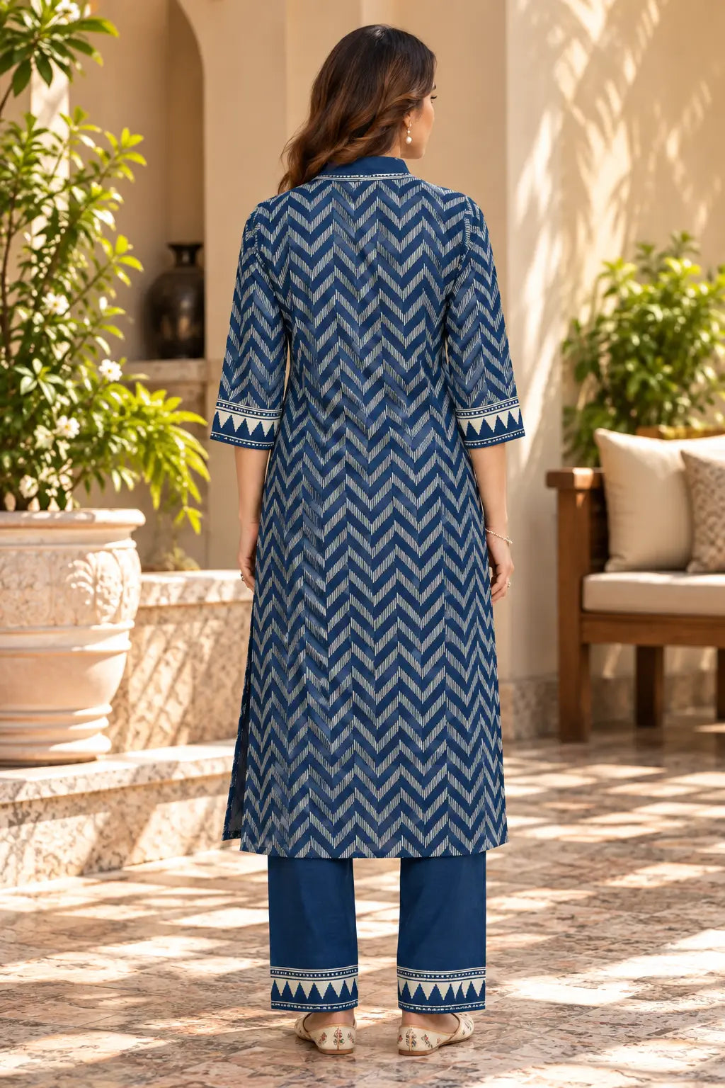 Neelambara Pure Cotton Printed Navy Blue 3-Piece Set