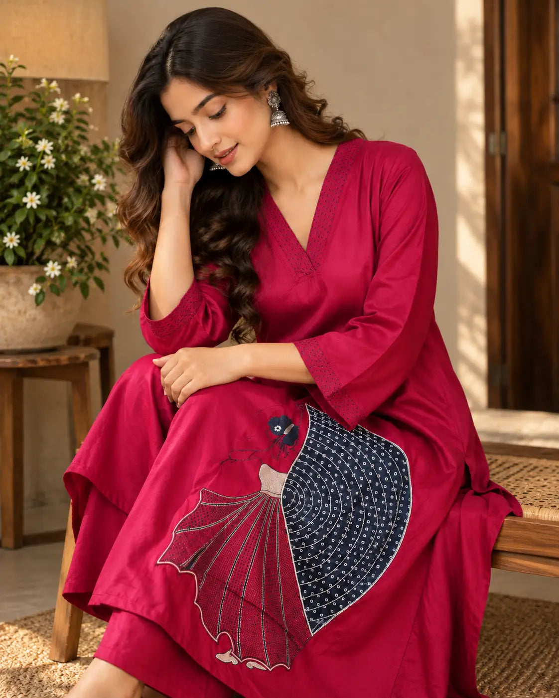 Rani Pink Satin Embroidered Co-ord Set