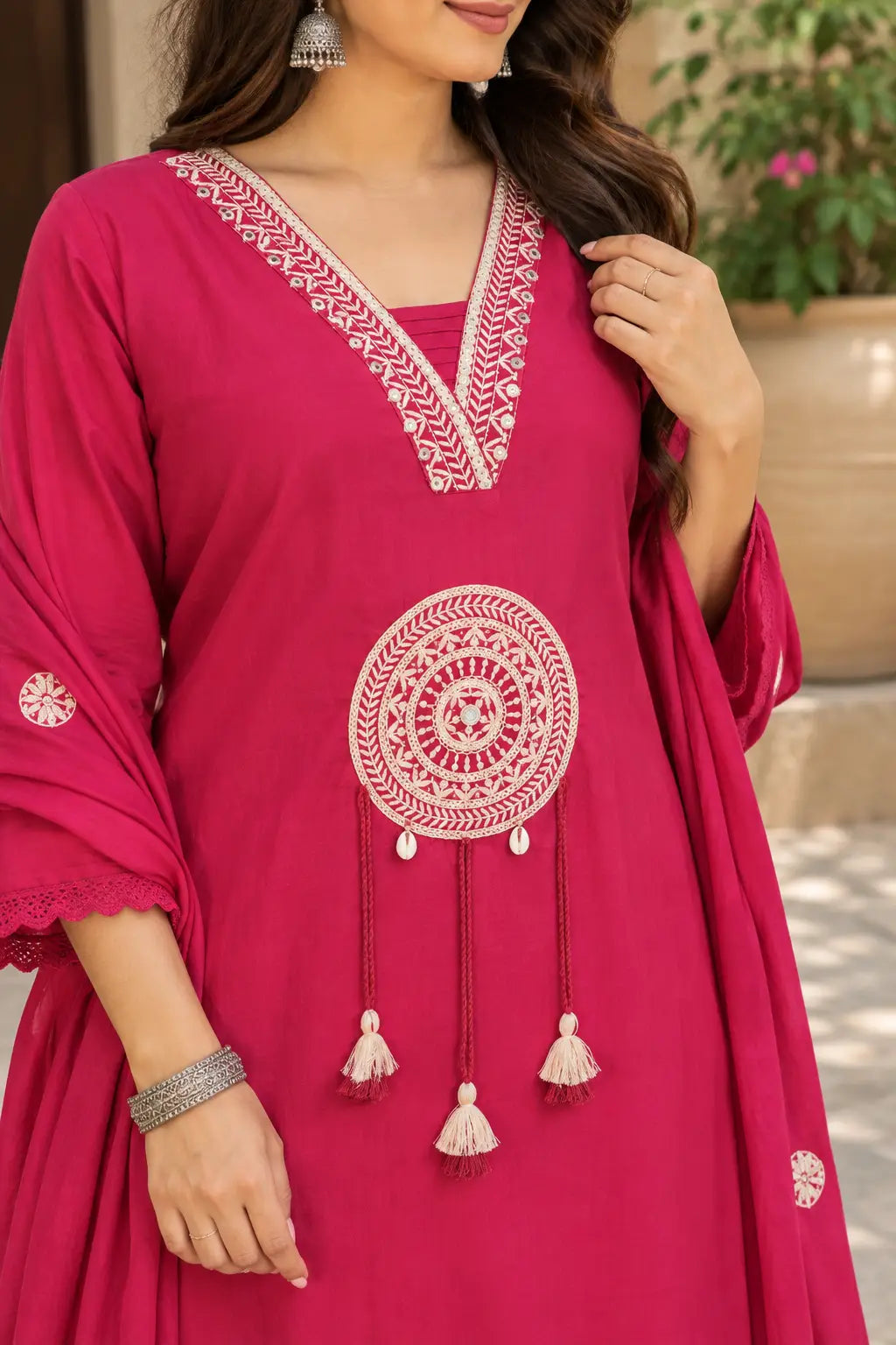 Pink Embroidered Suit Set