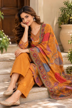 Mustard Floral Printed Kurta Set