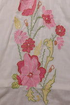 White Floral Embroidered Cotton Blend A-Line Suit Set