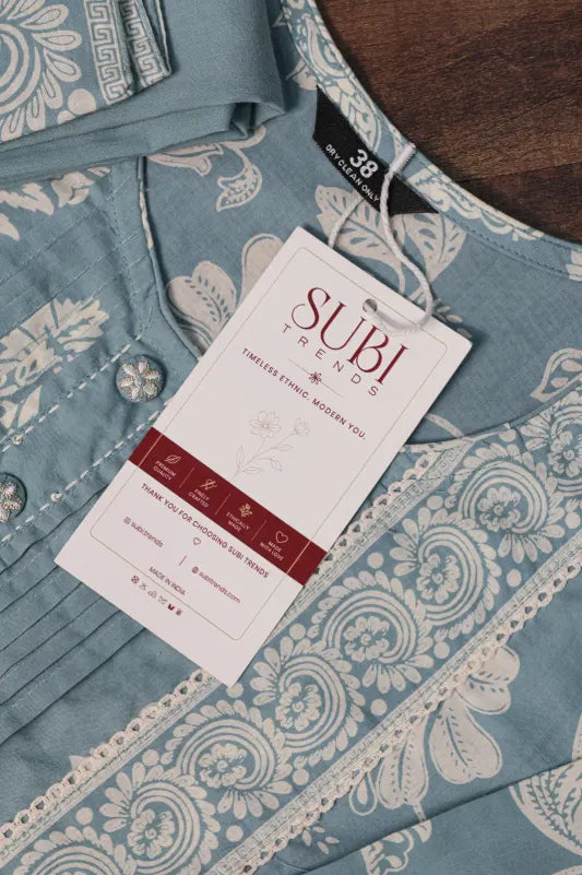 Light Blue Floral Printed Kurta Set