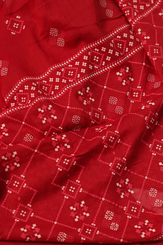 Red Bandhani Print Suit Set