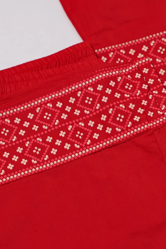 Red Bandhani Print Suit Set