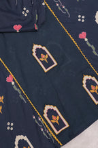 Navy Blue Printed 3-Piece Ethnic Kurta Set