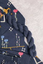 Navy Blue Printed 3-Piece Ethnic Kurta Set