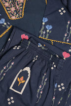 Navy Blue Printed 3-Piece Ethnic Kurta Set