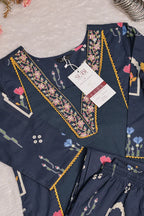 Navy Blue Printed 3-Piece Ethnic Kurta Set