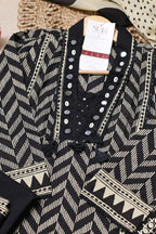 Black & White Printed Kurta Set for Women