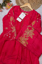 Fuchsia Pink Chanderi Silk Kurta Palazzo Set