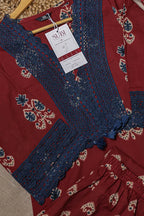 Maroon Floral Block-Print Cotton Kurta Set
