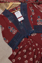 Maroon Floral Block-Print Cotton Kurta Set