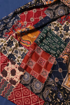 Navy Blue Printed Suit Set with Statement Dupatta
