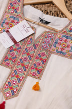 Off-White Mul-Cotton Anarkali Set with Dupatta