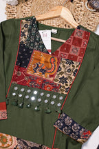 Olive Green Printed Kurta Set with Statement Dupatta