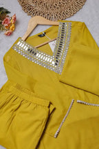 Mustard Yellow Asymmetric Kaftan Style Co-ord Set