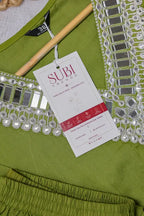 Olive Green Asymmetric Kaftan Style Co-ord Set