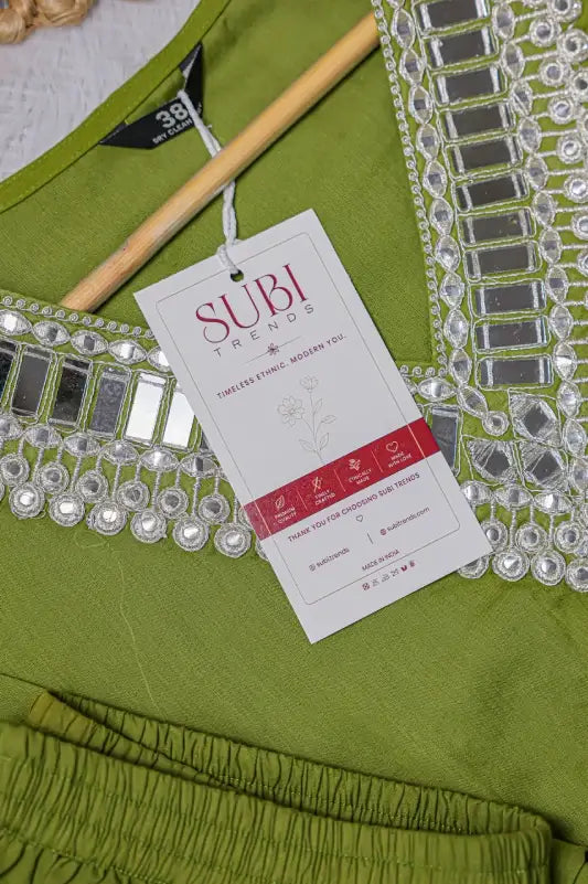 Olive Green Asymmetric Kaftan Style Co-ord Set