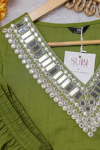 Olive Green Asymmetric Kaftan Style Co-ord Set