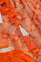 Bright Orange Geometric Printed Kurta and Pant Set