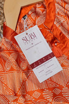 Bright Orange Geometric Printed Kurta and Pant Set