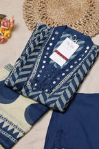 Neelambara Pure Cotton Printed Navy Blue 3-Piece Set