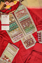Anarkali Red Kurta Set with Leheriya Printed Dupatta