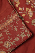 Rust Orange Embroidered 3-Piece Kurta Set